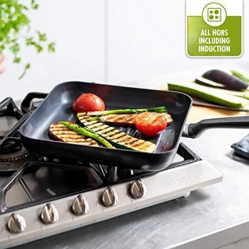 GreenPan CC001661-001 Memphis 28 cm Grillpanna - 100% utan PFOA-PFA - Hälsosam keramisk non-stick beläggning - för CC001661-00