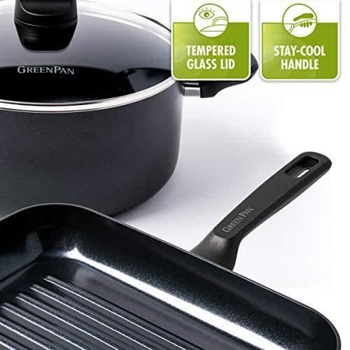 GreenPan CC001661-001 Memphis 28 cm Grillpanna - 100% utan PFOA-PFA - Hälsosam keramisk non-stick beläggning - för CC001661-00