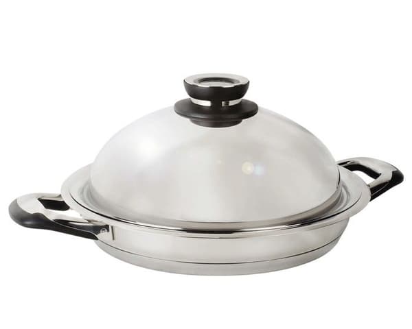ECOVITAM | 18/10 grillpanna i rostfritt stål | Diameter 28cm | Alla värmekällor inklusive induktion | Integrerad termometer | Tillverkad i Italien |