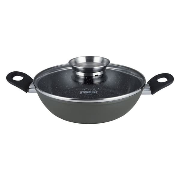 Serveringspanna - STONELINE - 24 cm - Non-stick keramisk beläggning - Glaslock - Induktion