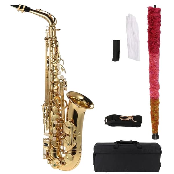 Eb Alto Saxofon, Guldlackad Yta, Bekväm Spelbarhet, Komplett Tillbehörspaket