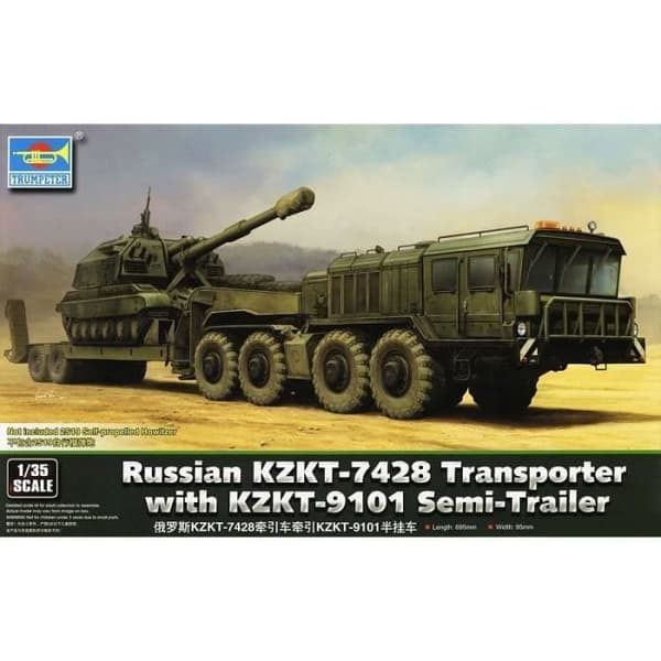 Modell Truck Russian Kzkt-7428 Transporter Med Kzkt-9101 Semi-trailer - TRUMPETER