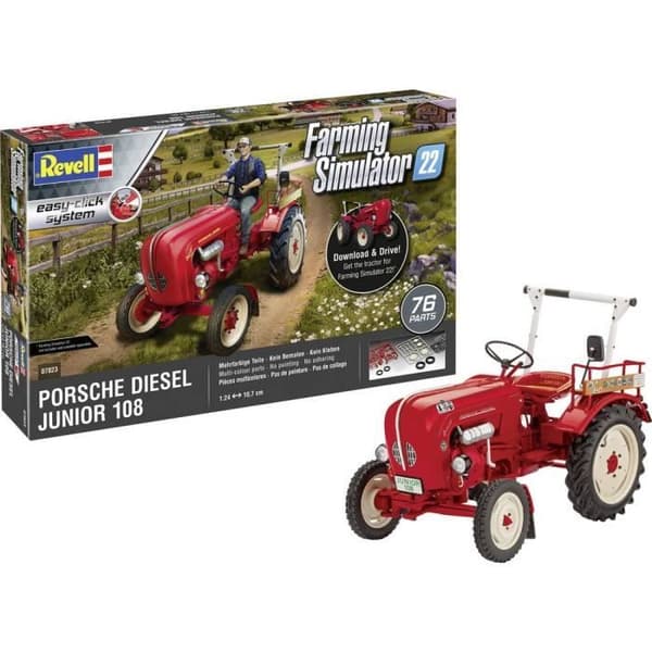 Miniatyrtraktor - REVELL - Porsche Junior 108 - Röd - Farming Simulator Edition 1:24 Bulldog