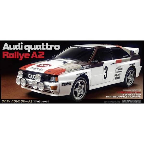 TAMIYA radiostyrd elbil - Audi Quattro Rallye A2 Chassi TT02 - 4x4 - 1/10