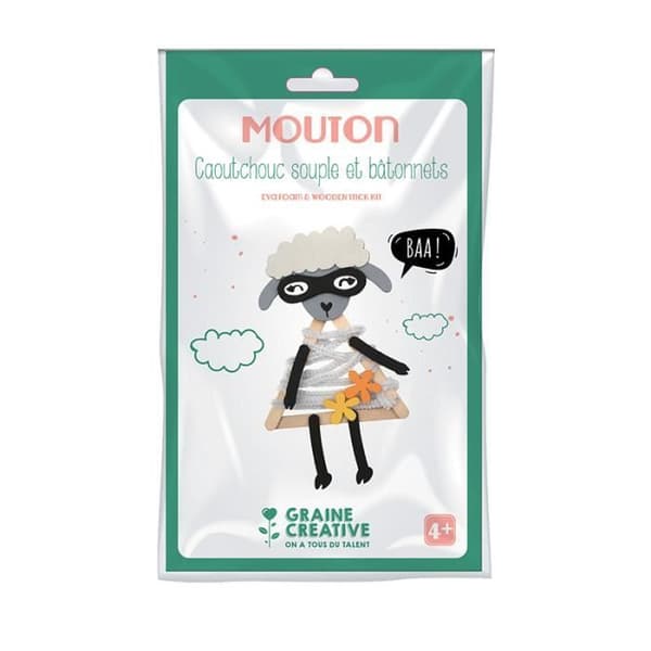 Mjukt gummi och pinnar kreativt kit - Creative Seed - Får - 3 stycken - För barn