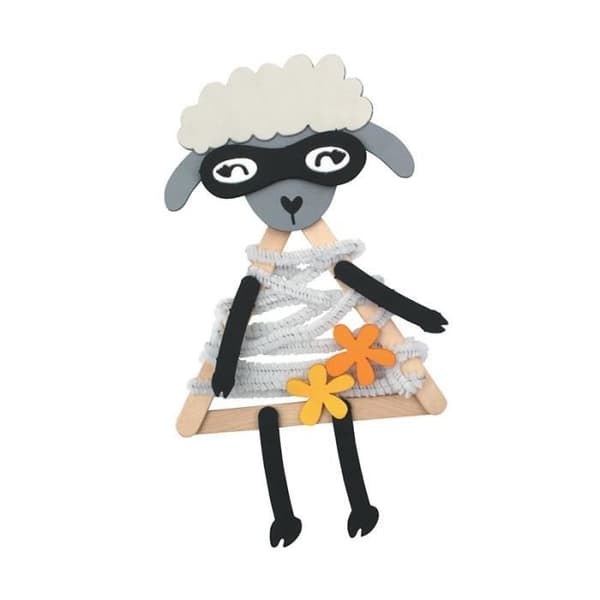 Mjukt gummi och pinnar kreativt kit - Creative Seed - Får - 3 stycken - För barn