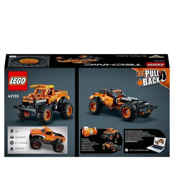 LEGO® 42135 Technic Monter Jam El Toro Loco Leksaksbil för barn från 7 år och uppåt, 2-i-1 lastbil och terrängfordon