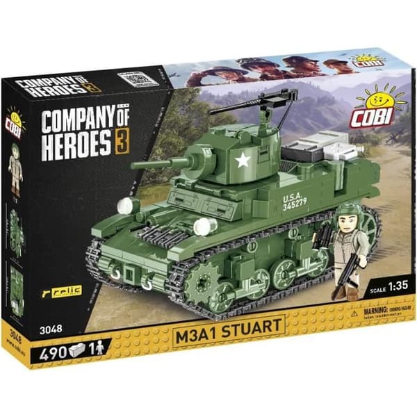 Modellsats - COBI - 3048 - M3A1 STUART - Plast - Grön - För barn från 6 år