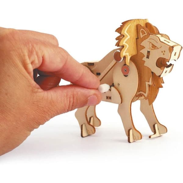 3D Mekanisk trämodell - Lejon - Modelltillverkning - 48 delar - Vit