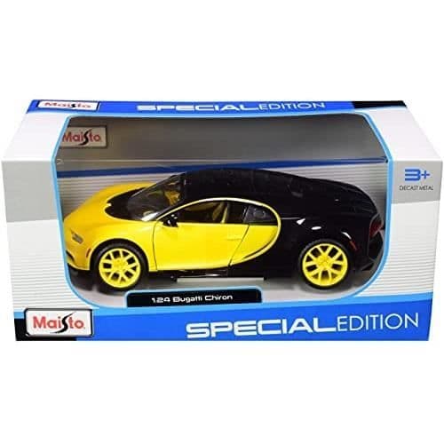 Skalmodell - MAISTO - Bugatti Chiron - Svart - 1/24 - Riktiga gummidäck
