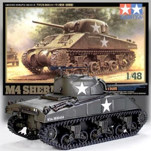 Modell Char M4 Sherman - TAMIYA - 1/48 - Plast - Grön - Inuti