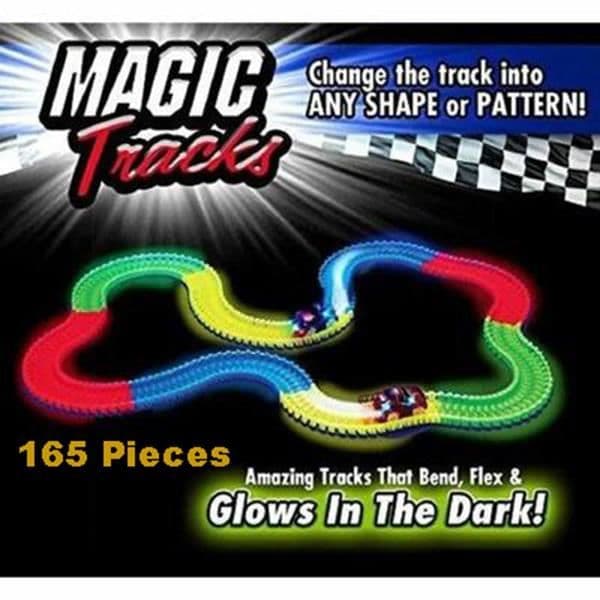 Magic Tracks Bend, Flex and Glow Racetrack med 11-fots 165-delad Glow in Dark Track och 1 racerbil