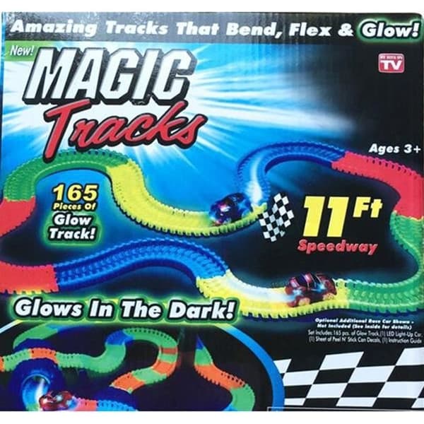 Magic Tracks Bend, Flex and Glow Racetrack med 11-fots 165-delad Glow in Dark Track och 1 racerbil