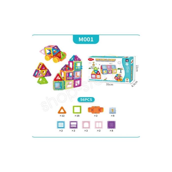 SHOP-STORY - MAGNEBLOCS56PCS: Magnetisk konstruktionssats - 3D pedagogiskt konstruktionsspel för barn 56PCS
