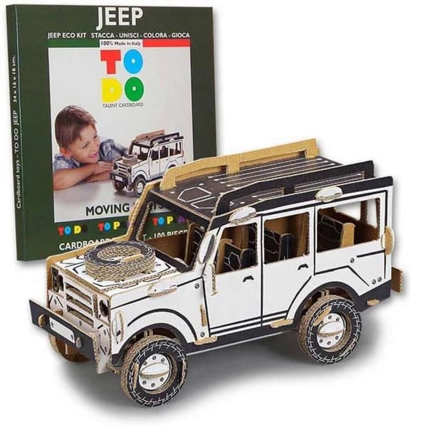 Modellsats att bygga - Kartongjeep att färglägga och montera utan lim - 100 stycken - 34 x 16 x 18 cm TODO