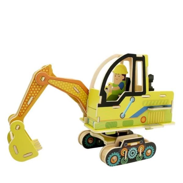 Träsatser - Grävmaskin - träsats - 60 stycken att montera - 20x10x16 cm - från 6 år Robotime