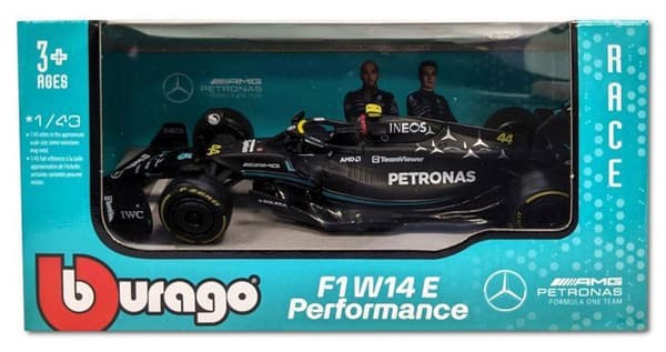 Miniatyrbil 1/43 Bburago Mercedes-AMG F1 W14 E Performance Team Lewis Hamilton Driver Official Formula 1