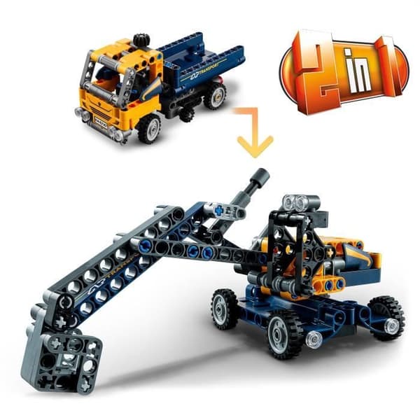 LEGO® Technic 42147 Dumper, 2-i-1, grävmaskinsleksak, entreprenadmaskin