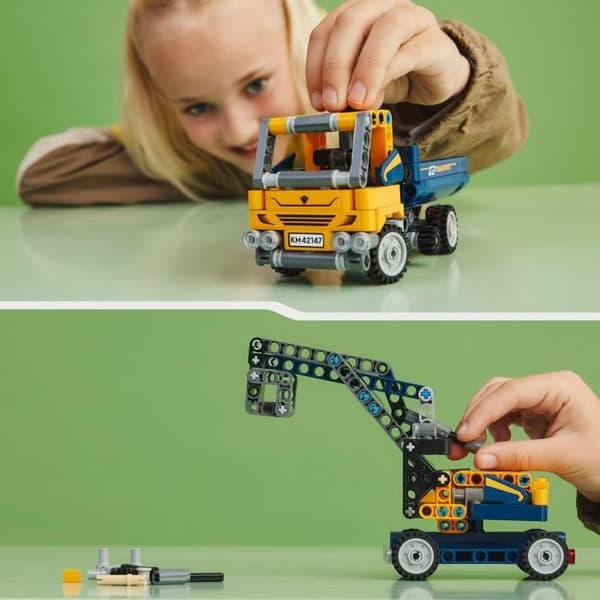LEGO® Technic 42147 Dumper, 2-i-1, grävmaskinsleksak, entreprenadmaskin