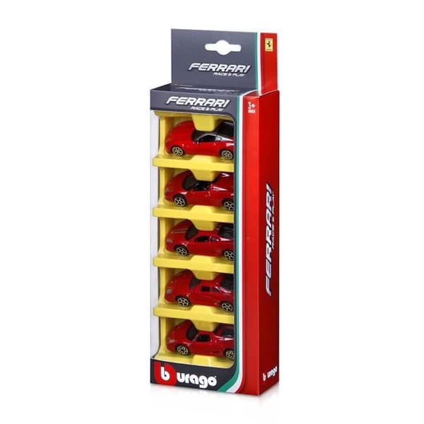 BBURAGO Collezione Ferrari 5 Pack R-P, 1:64, Monteringssats, Sportbilsmodell, 1:64, Ferrari, Race &amp; Play, 5 st.