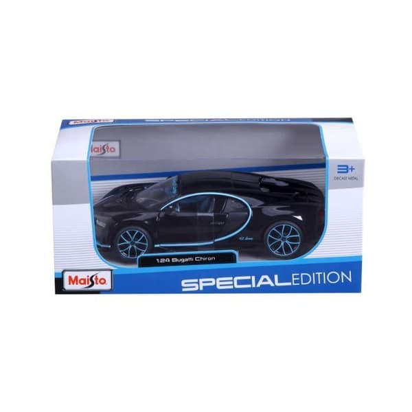 Miniatyrbil - MAISTO - Bugatti Chiron Special Edition - 0-400-0 km/h 42s - Metall - Svart och turkosblå