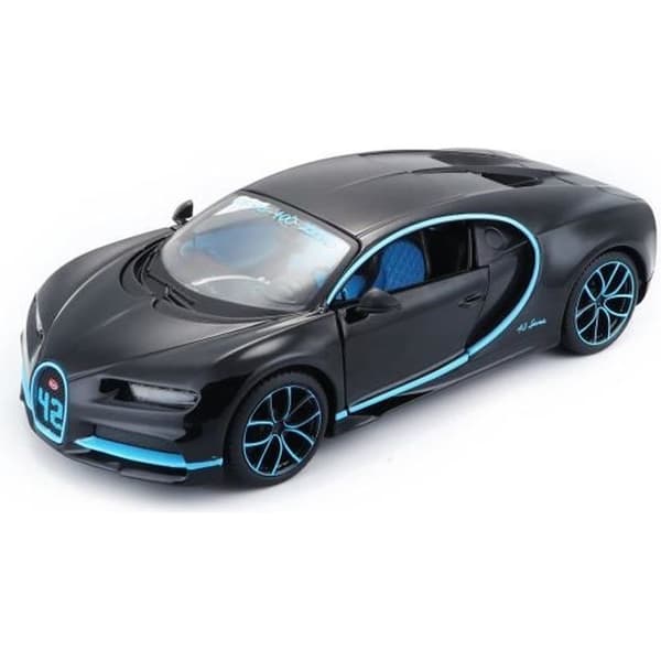 Miniatyrbil - MAISTO - Bugatti Chiron Special Edition - 0-400-0 km/h 42s - Metall - Svart och turkosblå