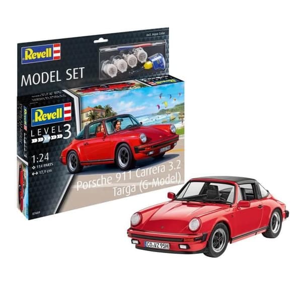 Bilmodell - REVELL - Porsche 911 G - Carrera 3.2 Targa - 114 delar - Unik färg
