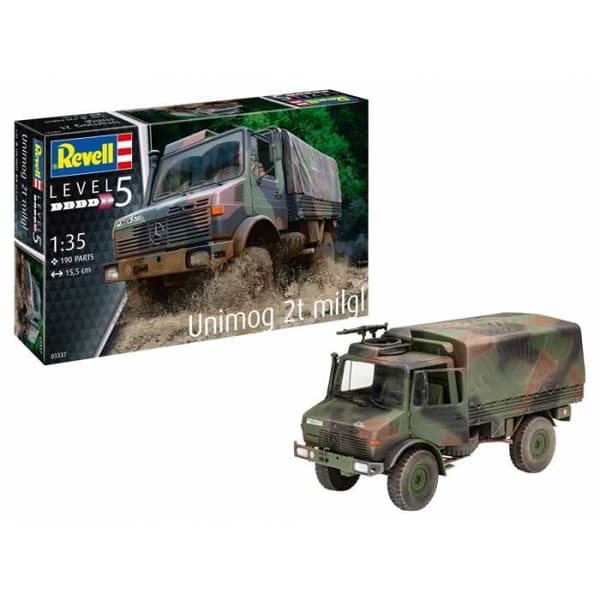 Lastbilsmodell - REVELL - Unimog 2t Milgl - 1/35:e - Plast - Blandat - 14 år och över