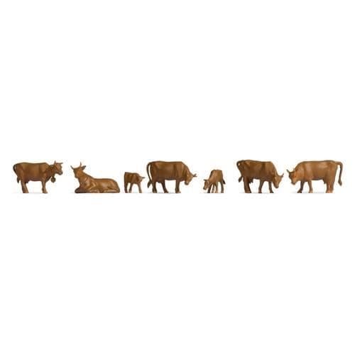 Figurer H0 - NOCH - Bruna kor - Skala HO (1:87) - 1 styck - Blandat Brun