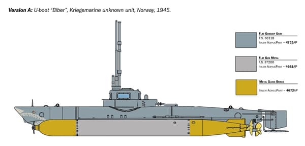 ITALERI 1:35 U-boot Biber Midget Submarine