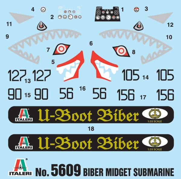 ITALERI 1:35 U-boot Biber Midget Submarine