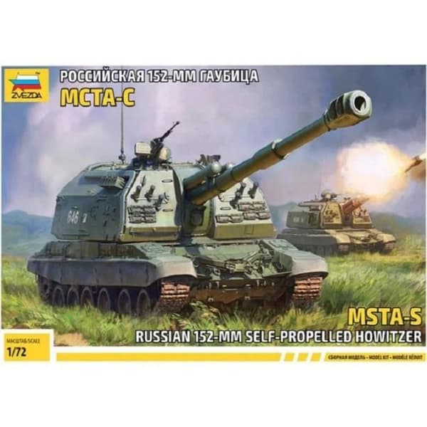 Modellsats - ZVEZDA - Rysk 152 Mm självgående Howitzer Msta-s tank - 1/72:a - Promo