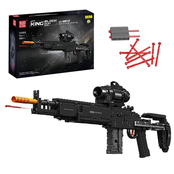 Mould King Block Gun MK14, Ingen Batteri Nødvendig, Unisex Design,original boks emballage