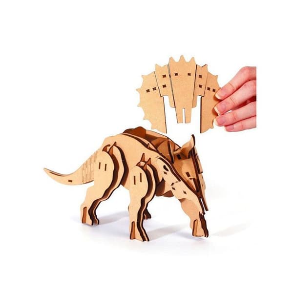 3D-modell i trä - Triceratops - 55 delar - 31 x 11 x 16 cm - För barn från 8 år
