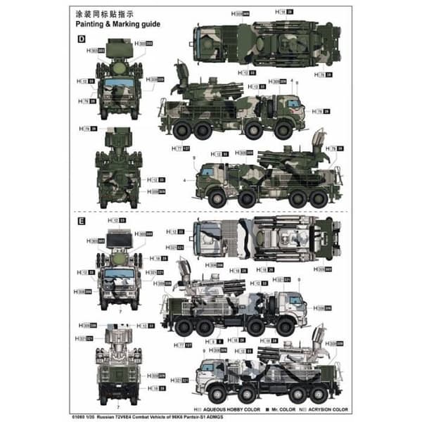 Modell Truck Rysk 72v6e4 Stridsfordon av 96k6 Pantsir -s1 Admgs - TRUMPETARE