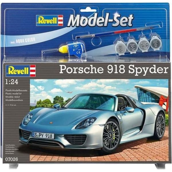 REVELL Model Set Porsche 918 Spyder Model Kit för att bygga, limma och måla, med tillbehör