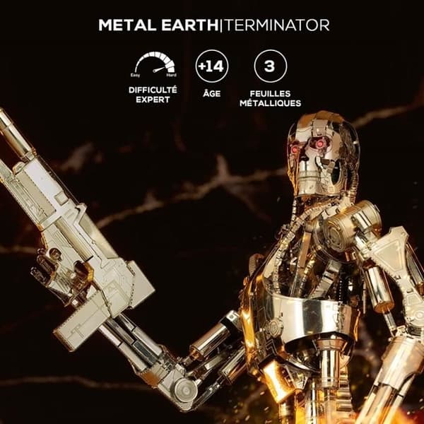 Metal Earth ICONX Metal Model Kit - Terminator T-800 - Vit - ~100 stycken