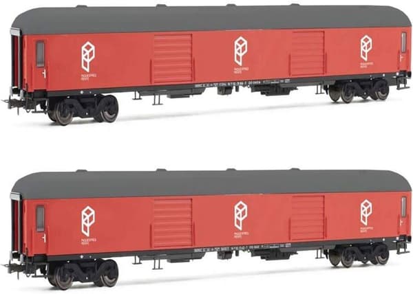 Modellsats för att bygga Electrotren - HE4001 - Paquexpres, 2-enheters bagagebil DD-8100, röd färg, period V