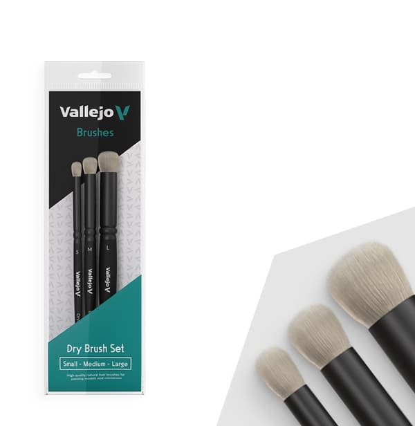 Vallejo  Børster - Dry Brush Natural Set (S,M,L)