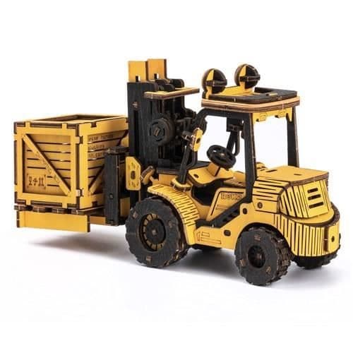 Byggsats - Robotime - Gaffeltruck TG413K - Trä - 15 x 5 x 8 cm - Gul