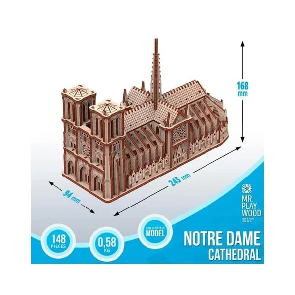 3D pussel i trä - Mr Playwood - Katedralen Notre Dame - 148 bitar - 12 år och uppåt - Inomhus