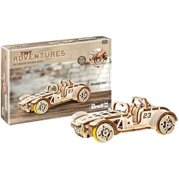 Trämodell - REVELL - Tiny Adventures - Roadster - Drag tillbaka och gå motor - 1/32 - 16,6 cm