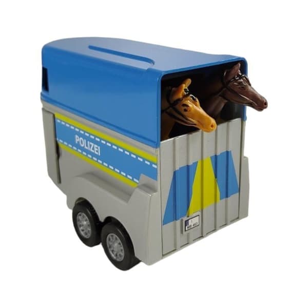Barnglob - 520359 - VW Transporter Polis med hästtrailer Die Cast Pull Back 28 cm, Lek för Barn