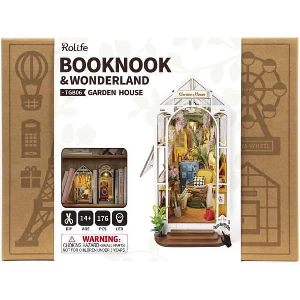 Robotime Booknook Garden House TGB06 Byggsats i trä 20 x 11 x 24 cm