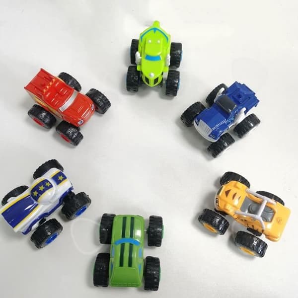 CONFO® Monsters of flame and machine sex skotrar, tecknade terrängmodeller billeksaker, 6 delar leksaker för barn