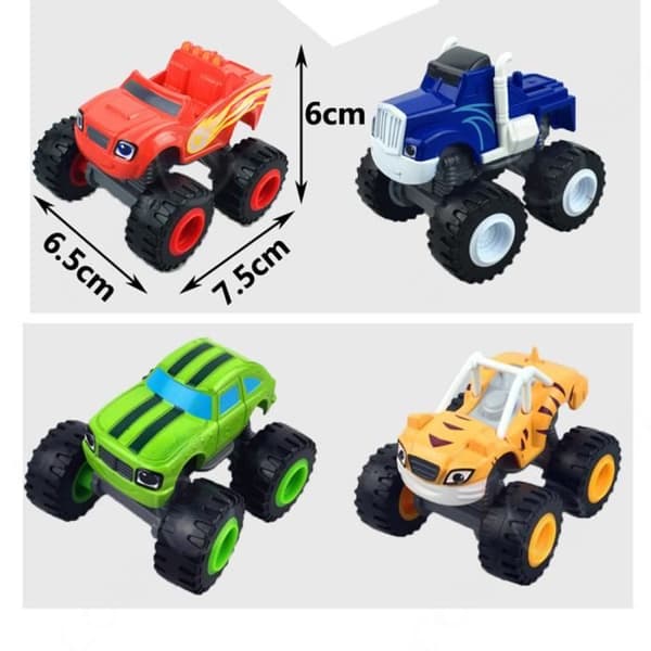 CONFO® Monsters of flame and machine sex skotrar, tecknade terrängmodeller billeksaker, 6 delar leksaker för barn