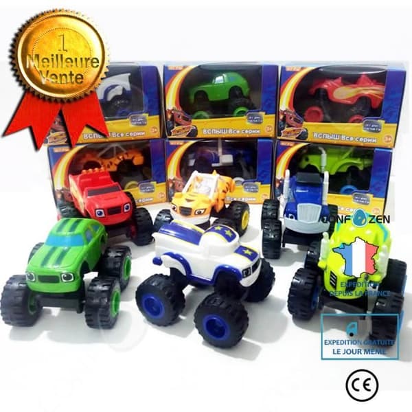 CONFO® Monsters of flame and machine sex skotrar, tecknade terrängmodeller billeksaker, 6 delar leksaker för barn