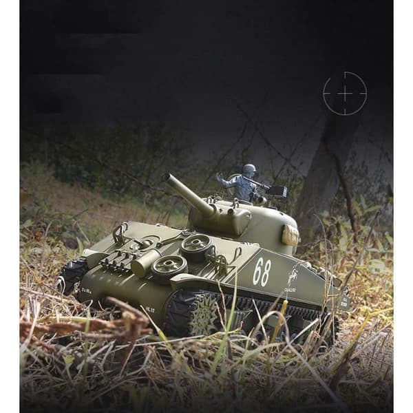 Fjärrstyrd tank M4A3 Sherman - HIGH-TECH &amp; WELLBEING - Ljudeffekt, metallbana, 2,4G fjärrkontroll
