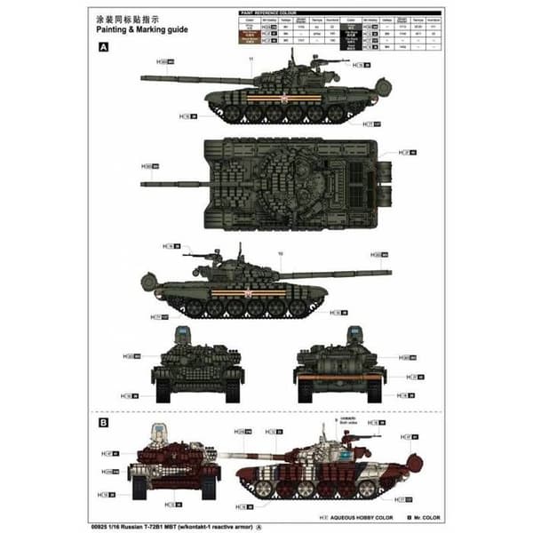 TRUMPETER - Modell av Rysk T-72b1 MBT med Kontakt-1 reaktiv pansar |trumpeter|00925| 1:16 Modell av Stridsvagn Promo - Ref : 8105