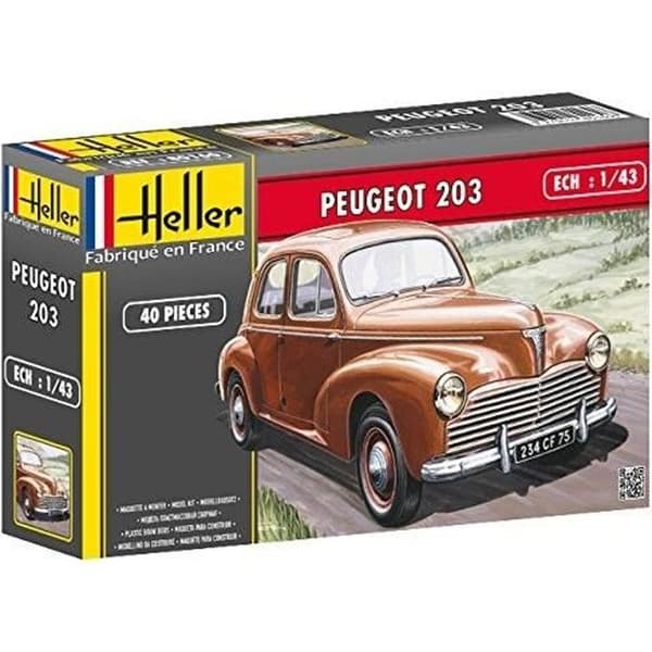 Peugeot 203 CLASSIC HELLER modellsats - Skala 1/43 - Röd plast